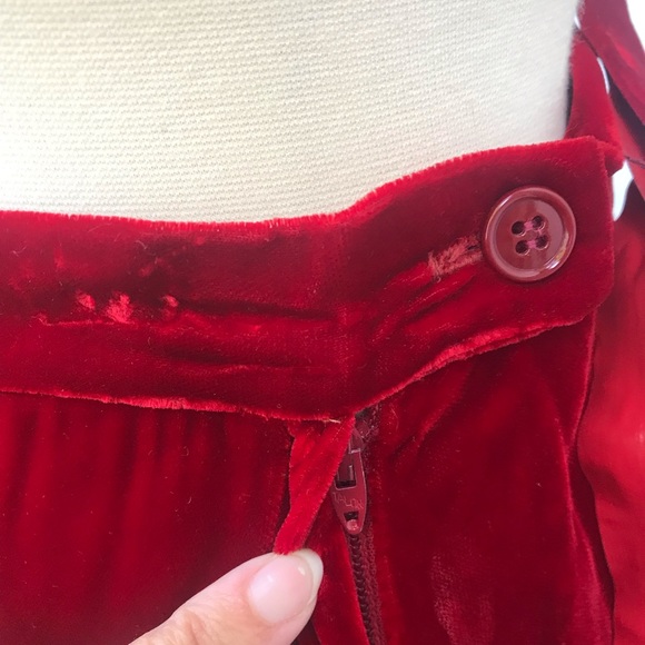 Vintage 70’s does 40’s red velvet long belted maxi skirt - Picture 6 of 14